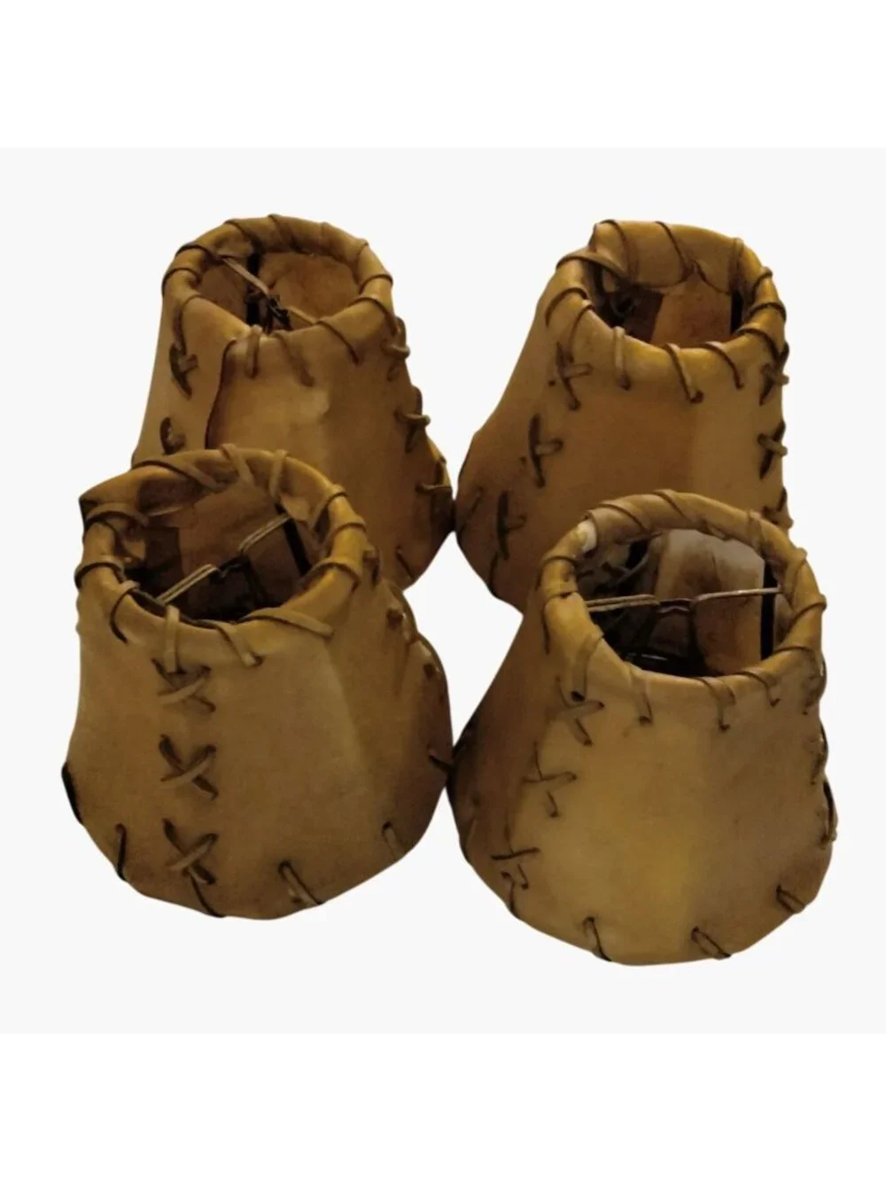 Mini Leather Lamp Shade Chandelier Rustic Lodge Western Cabin Ranch Decor lot 8